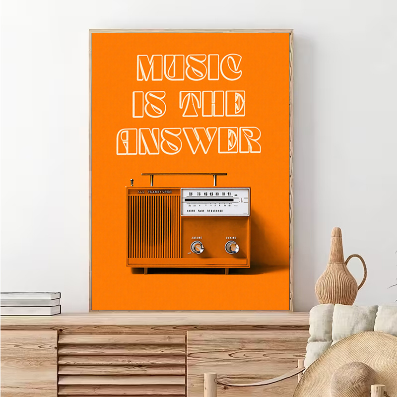 Audio Music Background - Vintage Radio Wandkunst Lijstvrij Canvas Schilderij
