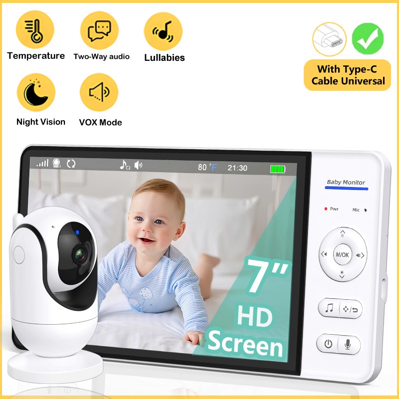 Audio Music For Video - Geen WiFi 7 inch babyfoon 2-weg