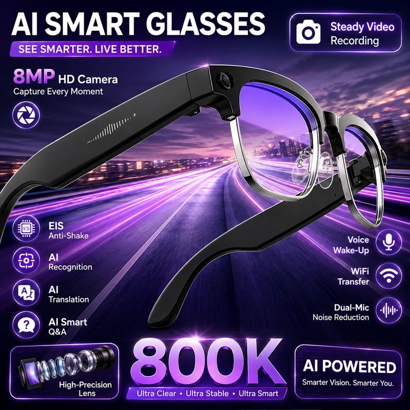 W630 Smart Glasses 800W HD Cam - Audio Music Image recensie en prijs