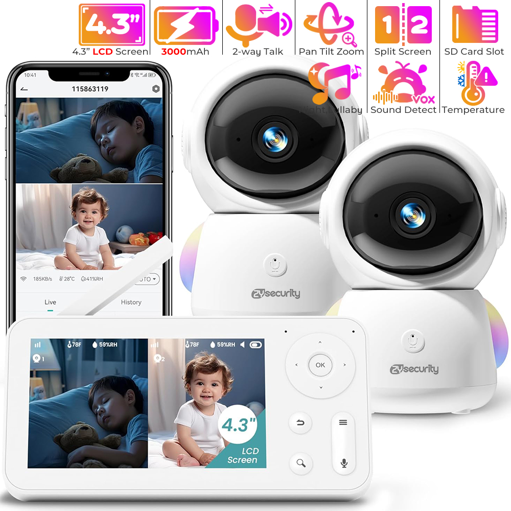 2K babyfoon met 2 camera's en  - Audio Music For Video recensie en prijs
